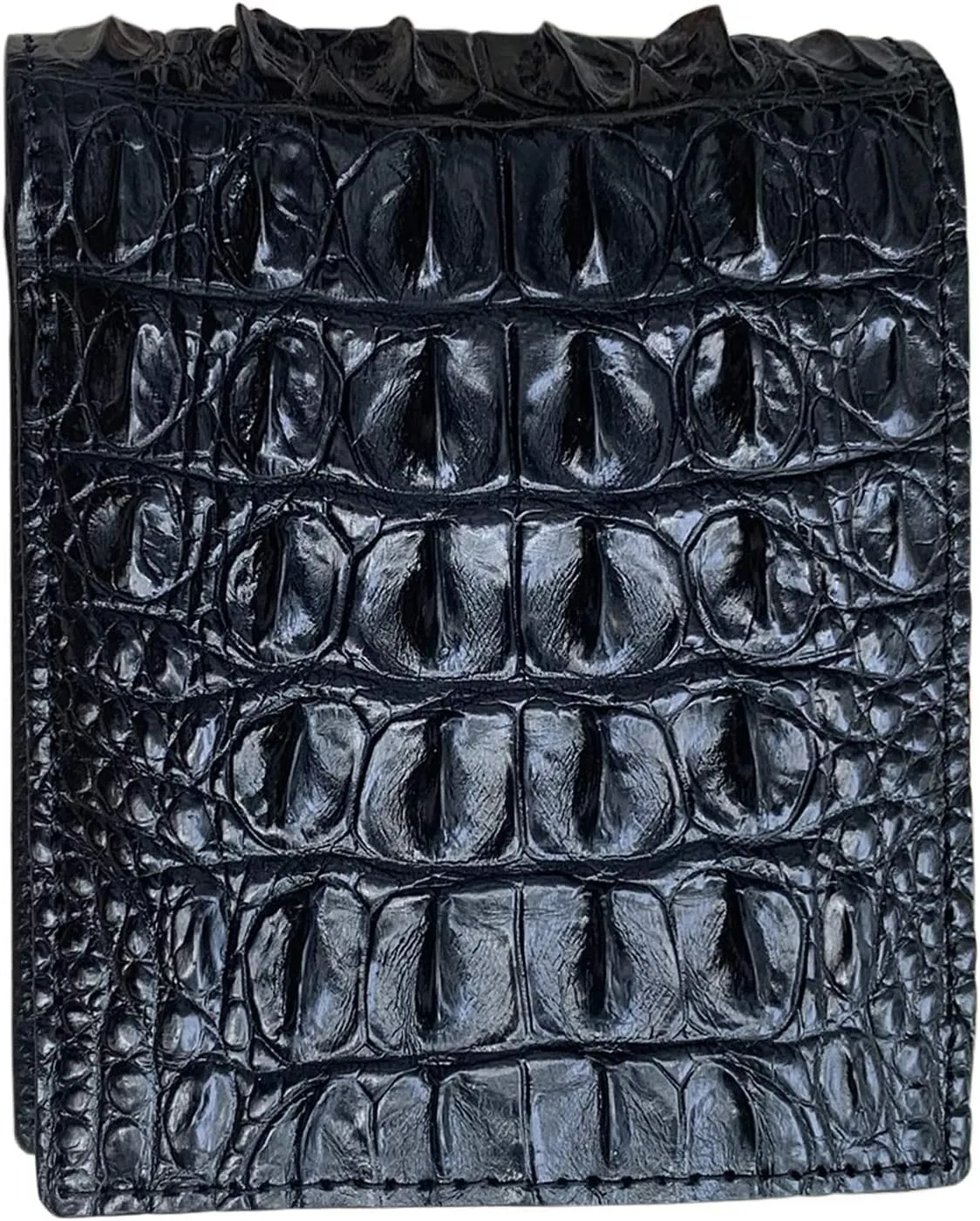Genuine Alliga Wallets leather skin For Men Real Croco Bifold Wallets For Men gift for you (Black Hornback)