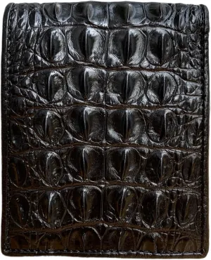 Genuine Alligator Bifold Wallet For Men, Real Crocodile Wallets Men (Black Alligator Hornback Leather)