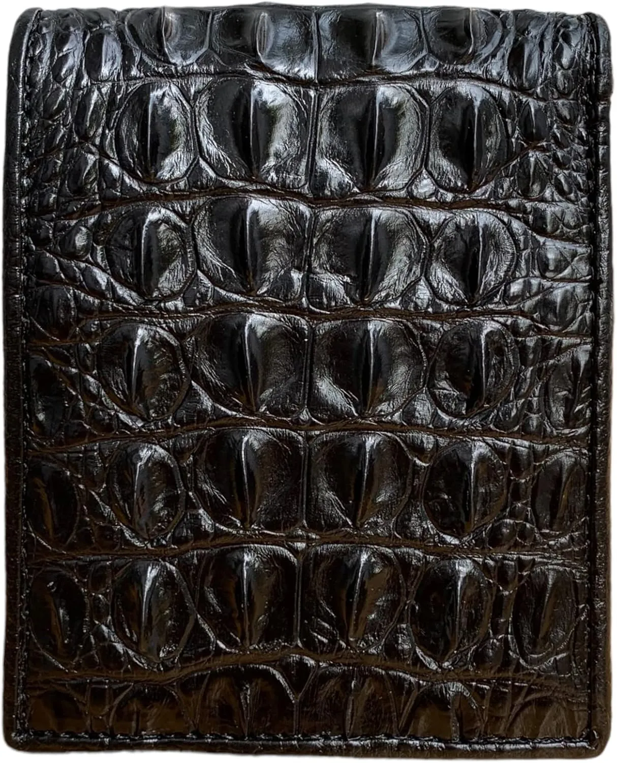 Genuine Alligator Bifold Wallet For Men, Real Crocodile Wallets Men (Black Alligator Hornback Leather)