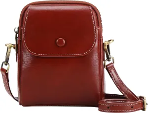 Genuine Leather Crossbody Bag for Women, Small Vintage Shoulder Bag with Adjustable Strap for Daily Use and Travel