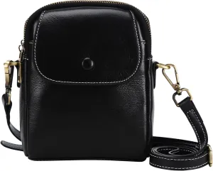 Genuine Leather Crossbody Bag for Women, Small Vintage Shoulder Bag with Adjustable Strap for Daily Use and Travel