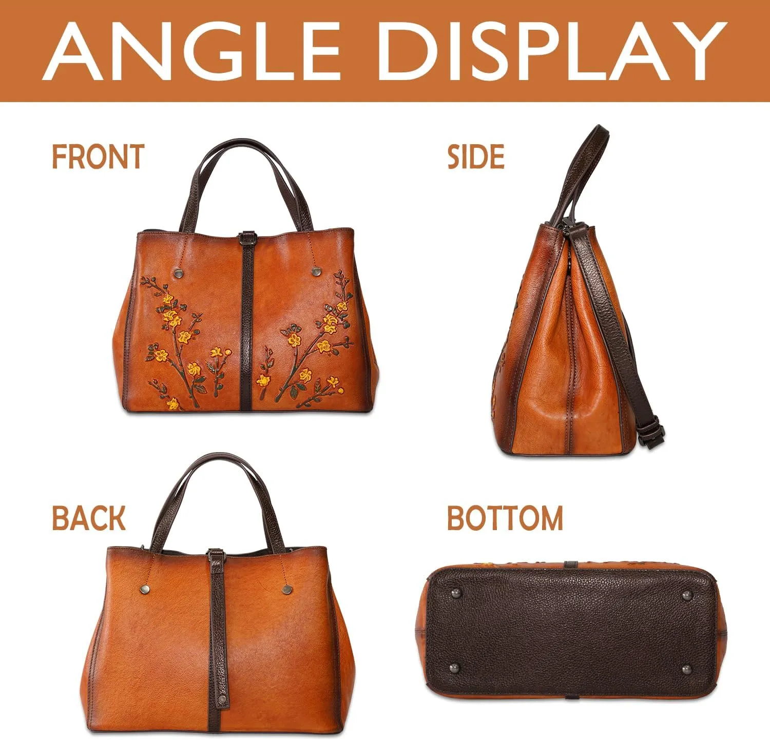 Genuine Leather Satchel for Women Top Handle Bags Handmade Purse Vintage Embossed Leather Crossbody Handbags Hobo Bag