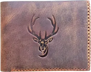 Genuine Leather Wallet for Men - Mens Handmade Stitch Vintage Leather Wallet - Bifold Card Holder Wallets for Men - Best Gift for Him, Father, Husband, and Boyfriend - Deer Details