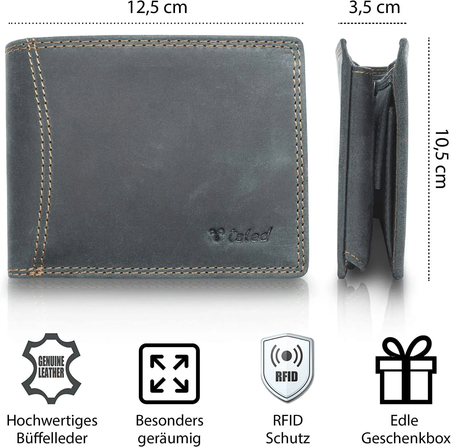 Genuine Leather Wallet - RFID Blocking Wallet for Men,12 Card Holder with Coin Pocket for Men with Gift Box