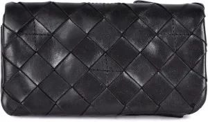 Genuine Leather Wallets for Women, Small Wallet for Ladies Zipper Coin Purse Credit Card Holder with Strap (VL-167-BLACK)