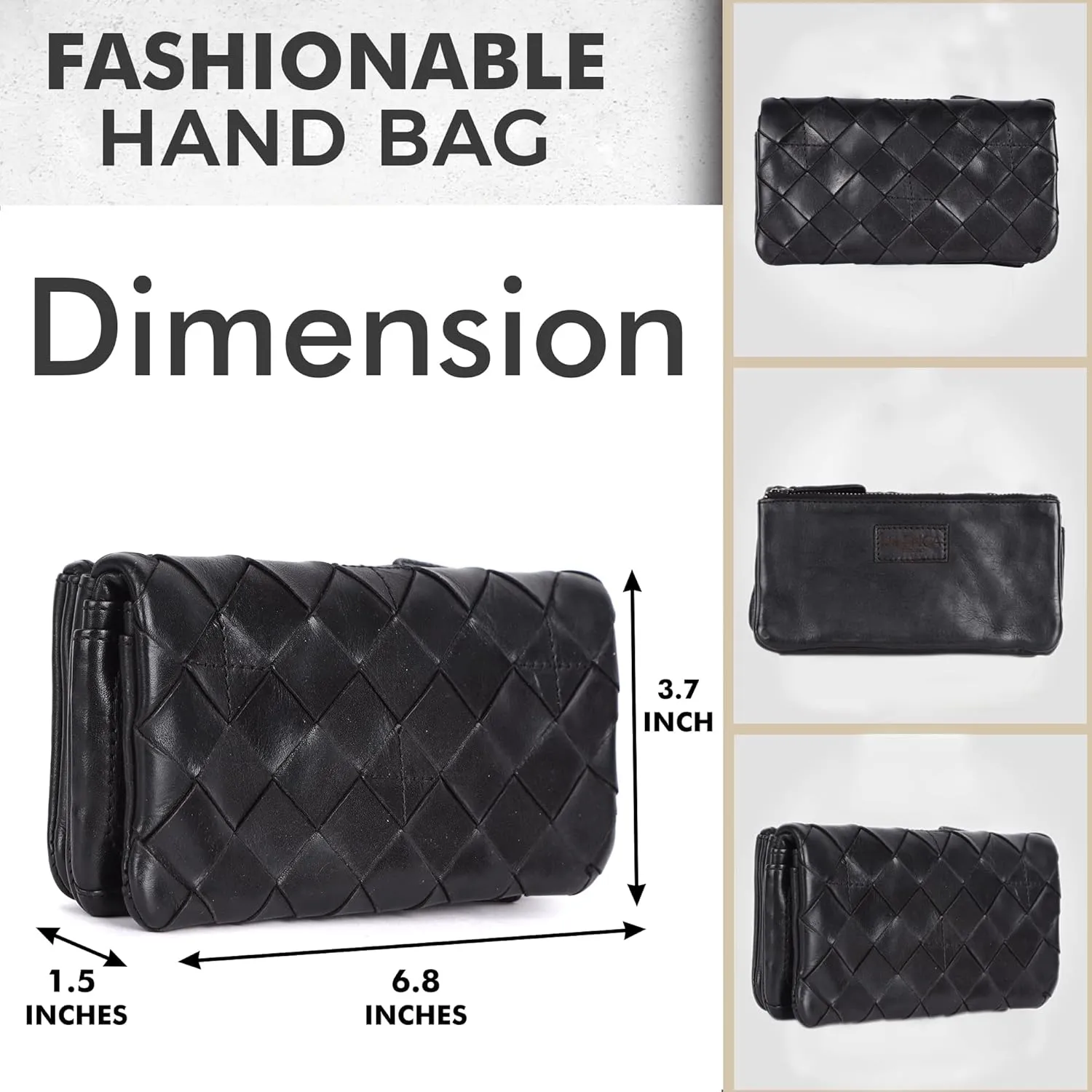 Genuine Leather Wallets for Women, Small Wallet for Ladies Zipper Coin Purse Credit Card Holder with Strap (VL-167-BLACK)