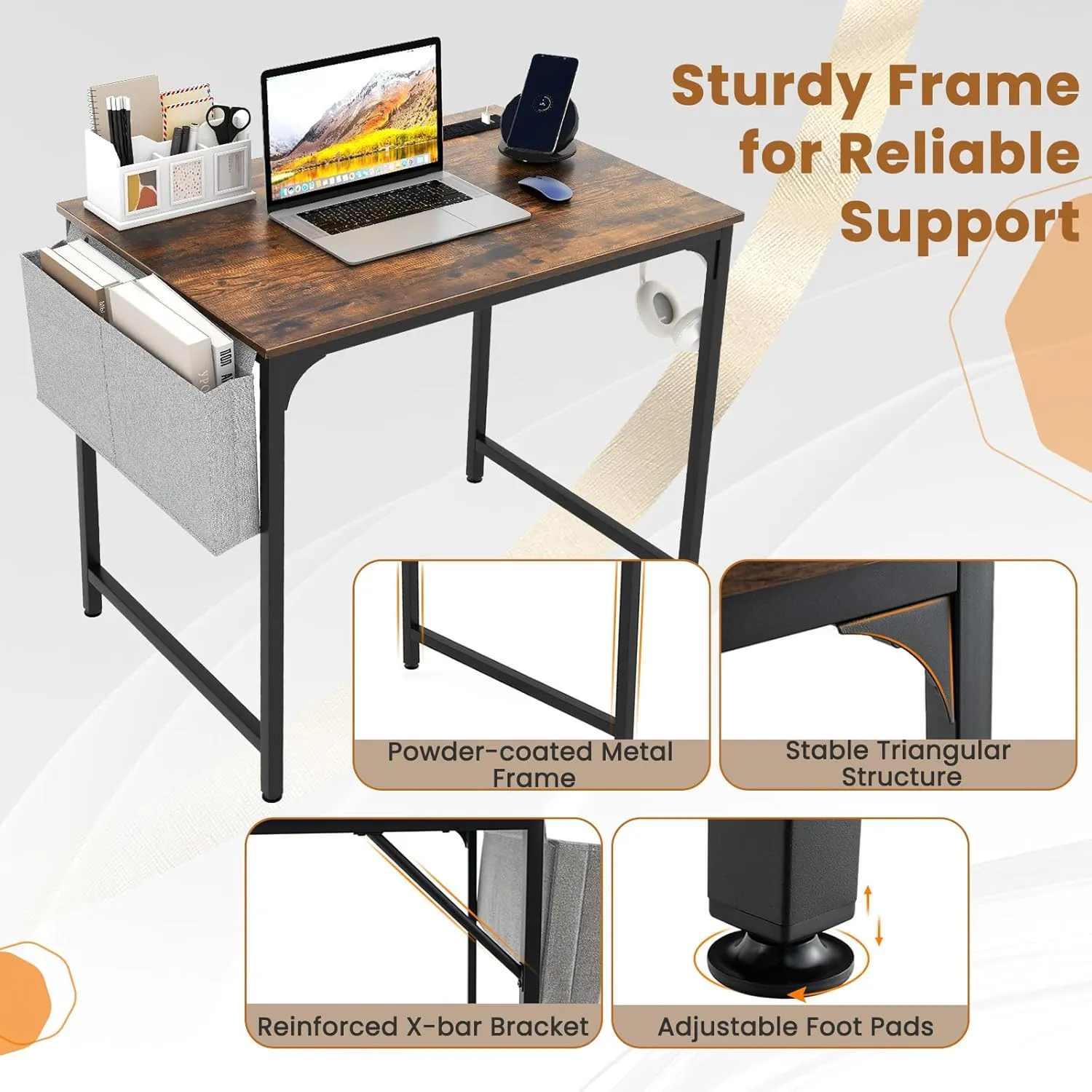 Giantex 11 FT Conference Table with Charging Station, 4 PCS 32" x 24" Rectangular Meeting Room Desk with Storage Bag & Hook, Space Saving Seminar Table, Modern Office Computer Desk for 6 People