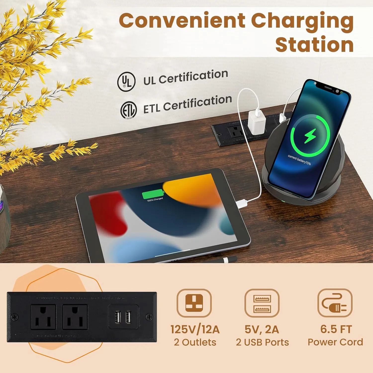 Giantex 11 FT Conference Table with Charging Station, 4 PCS 32" x 24" Rectangular Meeting Room Desk with Storage Bag & Hook, Space Saving Seminar Table, Modern Office Computer Desk for 6 People