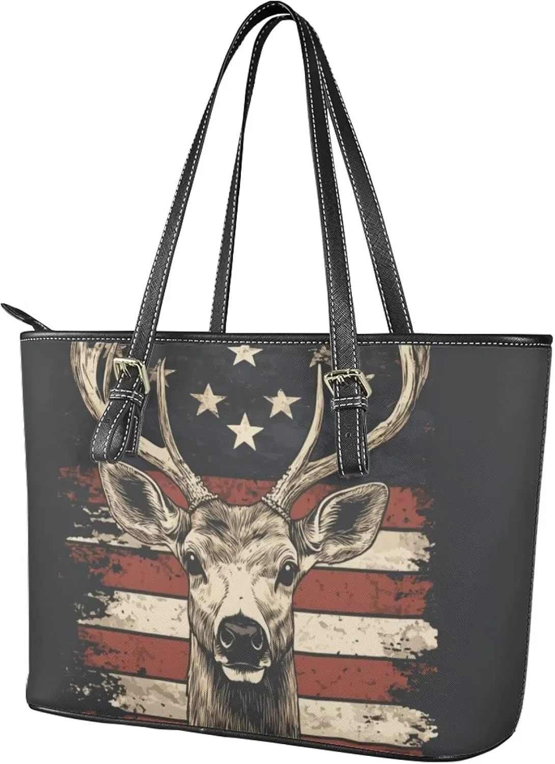 GIFTPUZZ Tote Bag for Women Christmas Tote Bag for Women Shoulder Tote Bag Leather Tote Handbag with Zipper Waterproof