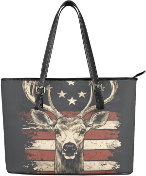 GIFTPUZZ Tote Bag for Women Christmas Tote Bag for Women Shoulder Tote Bag Leather Tote Handbag with Zipper Waterproof