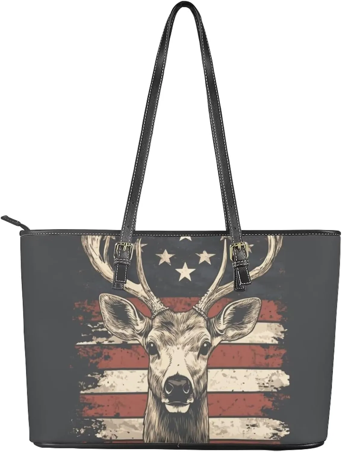 GIFTPUZZ Tote Bag for Women Christmas Tote Bag for Women Shoulder Tote Bag Leather Tote Handbag with Zipper Waterproof