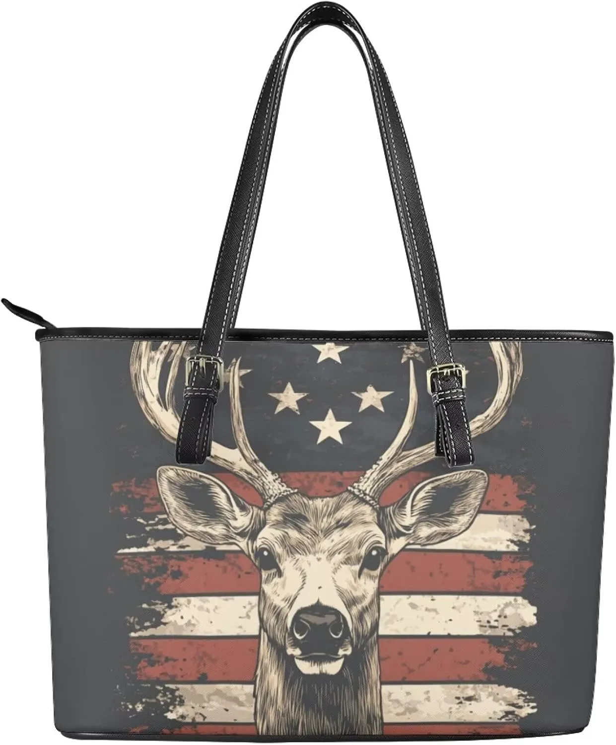 GIFTPUZZ Tote Bag for Women Christmas Tote Bag for Women Shoulder Tote Bag Leather Tote Handbag with Zipper Waterproof