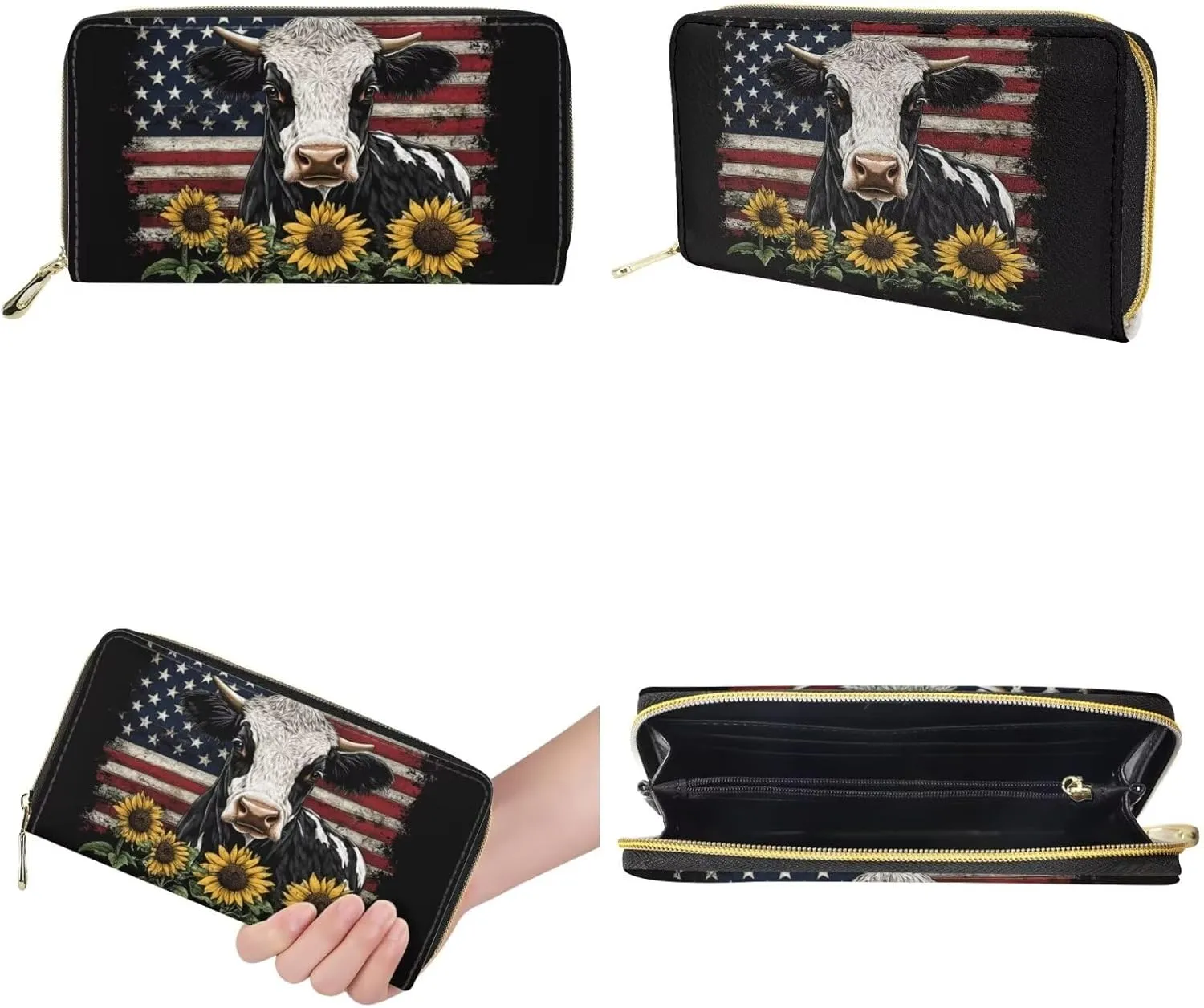 GIFTPUZZ Women Top Handle Bags Handbags with Zipper Leather Wallet Cash Card Phone Holder and Makeup Bag Set 3pcs