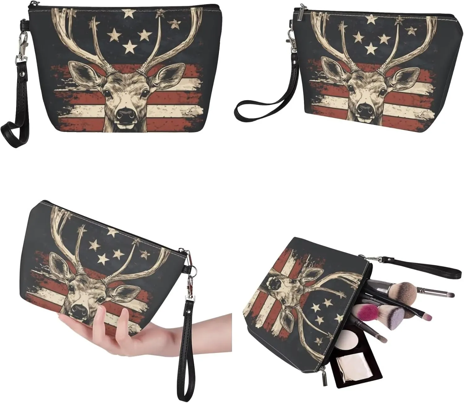 GIFTPUZZ Women Top Handle Bags Handbags with Zipper Leather Wallet Cash Card Phone Holder and Makeup Bag Set 3pcs