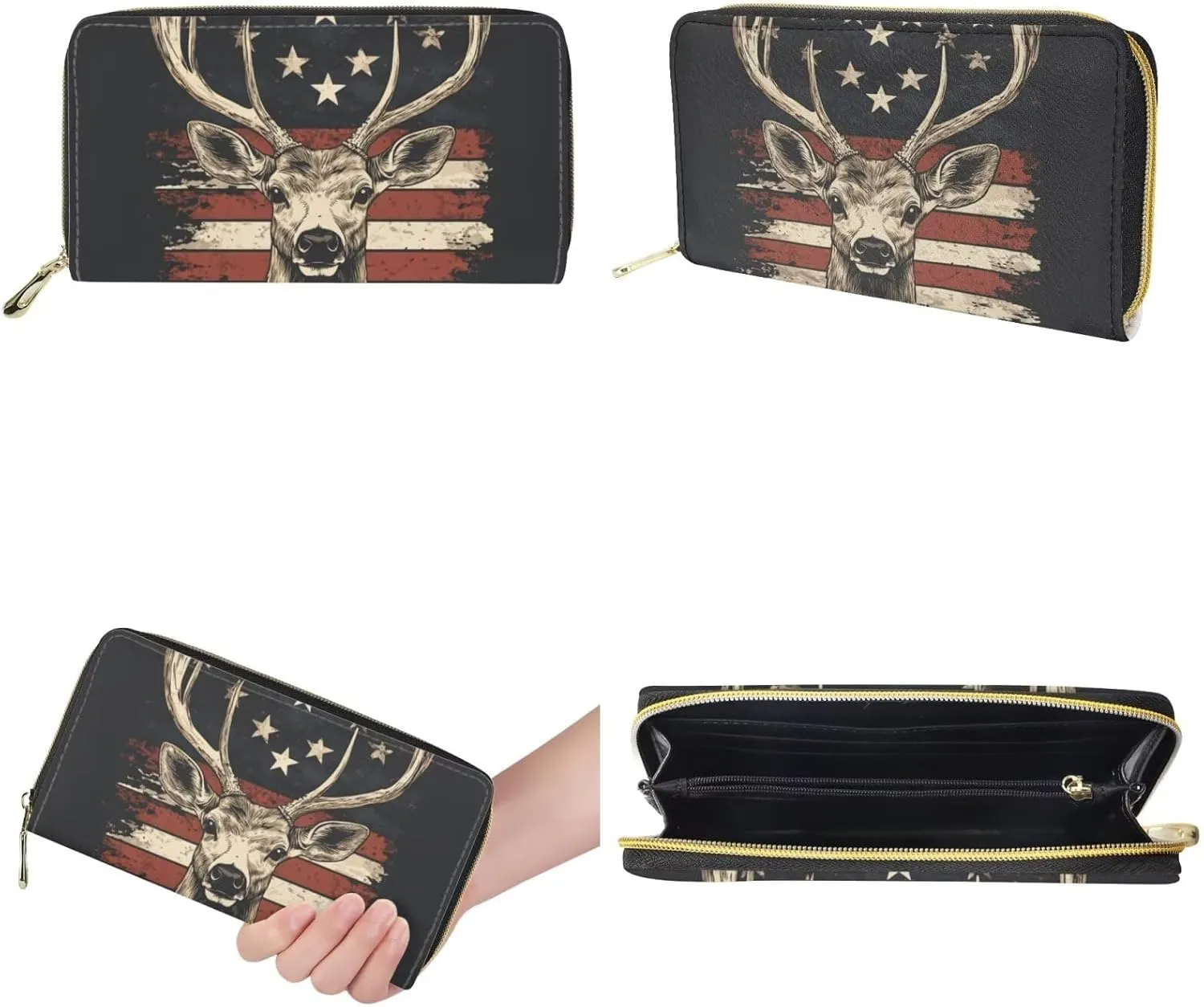 GIFTPUZZ Women Top Handle Bags Handbags with Zipper Leather Wallet Cash Card Phone Holder and Makeup Bag Set 3pcs