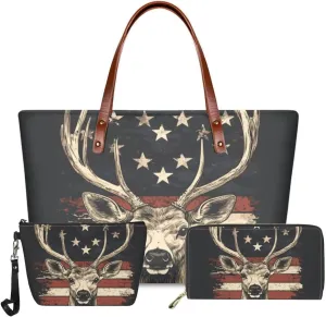GIFTPUZZ Women Top Handle Bags Handbags with Zipper Leather Wallet Cash Card Phone Holder and Makeup Bag Set 3pcs