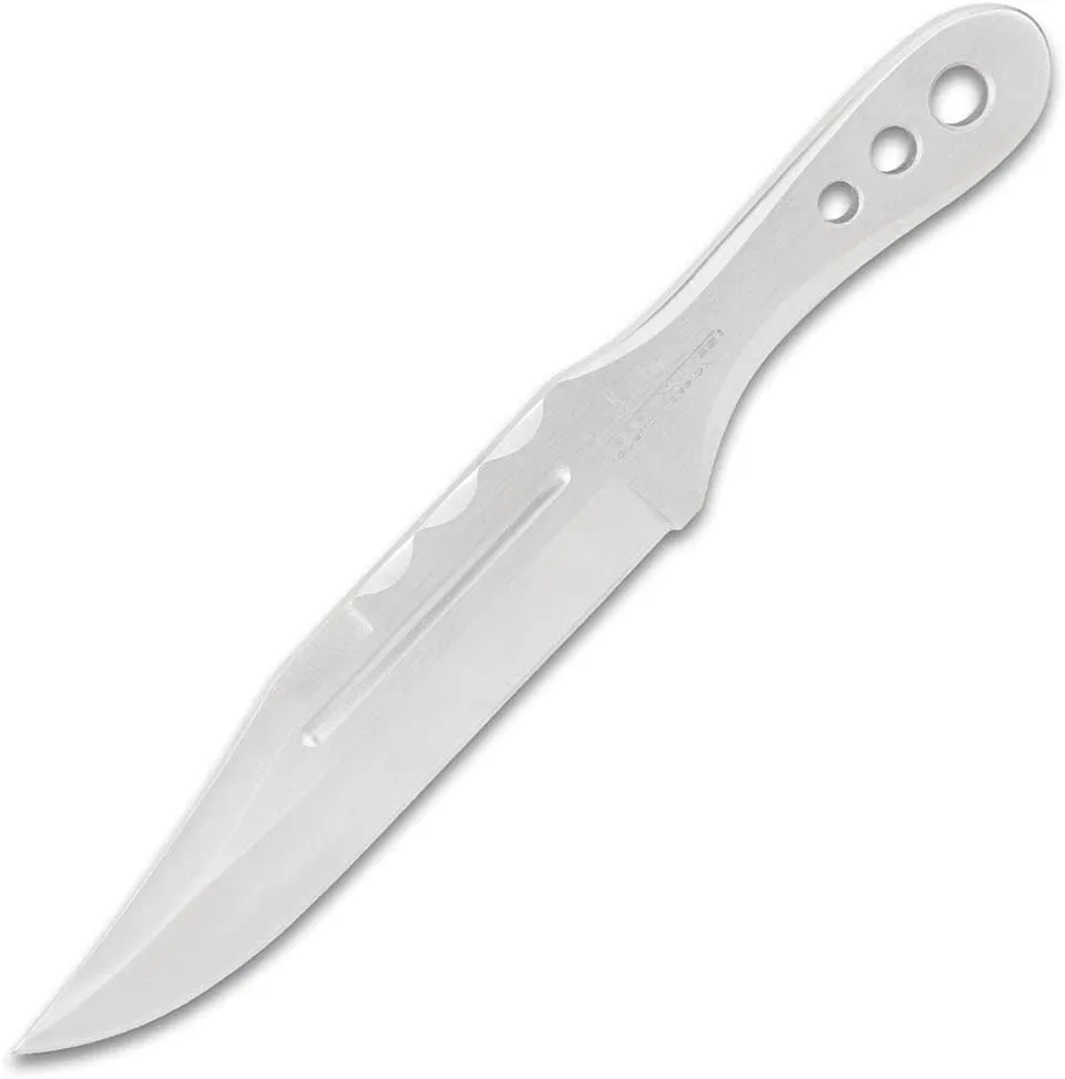 Gil Hibben Throwing Knives Triple Set With Sheath | Nylon Belt Sheath | Single Piece Design Made From 3Cr13 Stainless Steel | 5 7/8" Clip Blade Point | 9 3/4" Overall Length