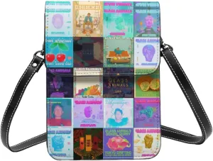 Glass Rock Animals Band Collage Small Cell Phone Purse Woman'S Cell Phone Purse Clutch Handbag, Black