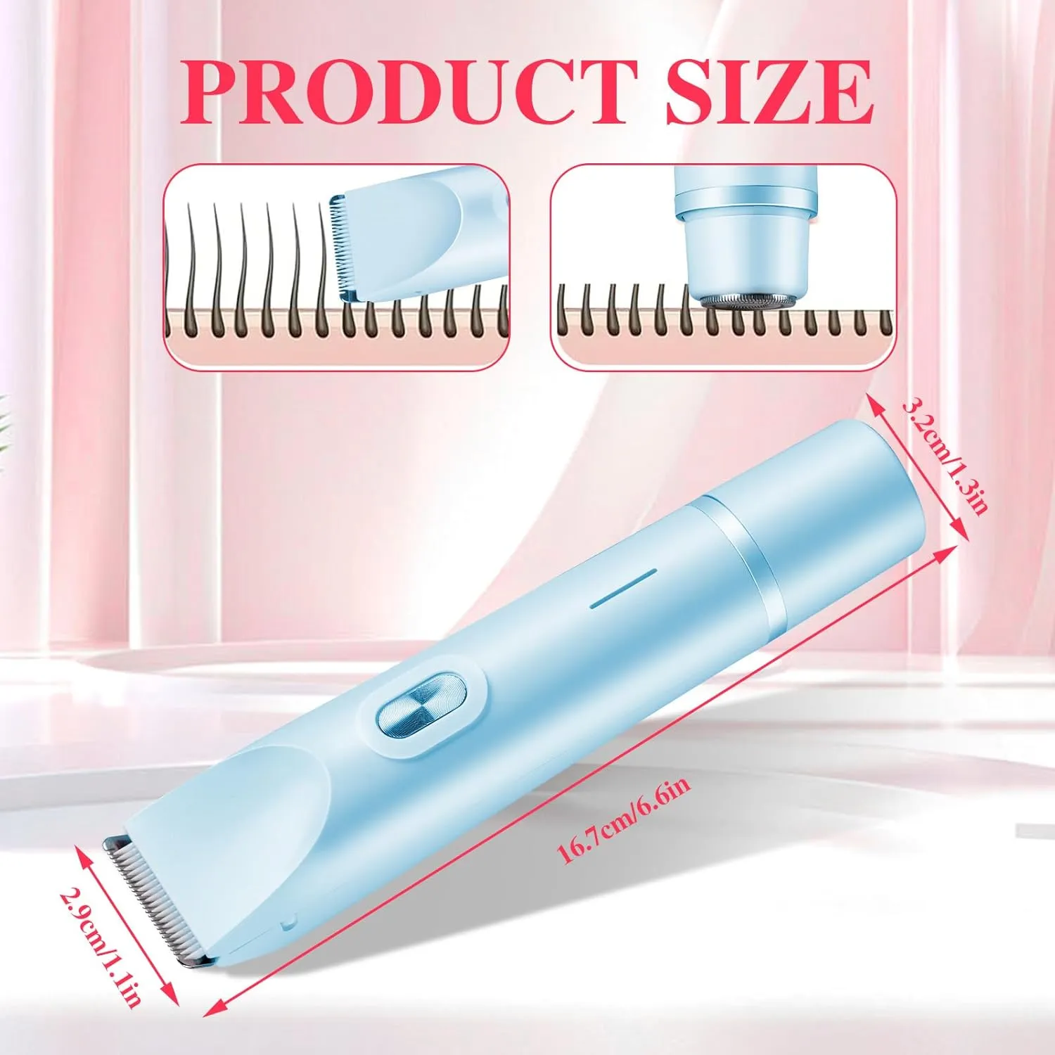Glow Aura Womens Shaver 2-in-1, Glow Aura Electric Razor, Dual Head Shaver Women, Bikini Trimmer for Women, Electric Razor for Womens Legs, IPX67 Waterproof Wet & Dry Use Body Hair Trimmer (Blue)