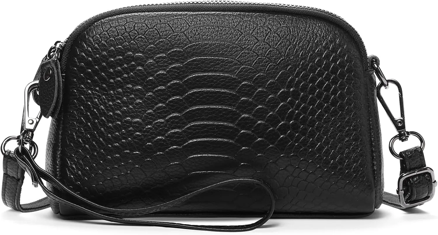 GOIACII Women Shoulder Bag Small Crossbody Bag Purse for Women Crocodile Leather Bags Wrist Strap