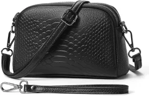 GOIACII Women Shoulder Bag Small Crossbody Bag Purse for Women Crocodile Leather Bags Wrist Strap