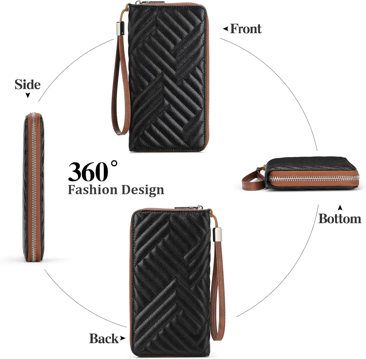 GOIACII Womens Wallet RFID Blocking Leather Large Capacity Long Purse Card Clutch Wristlet
