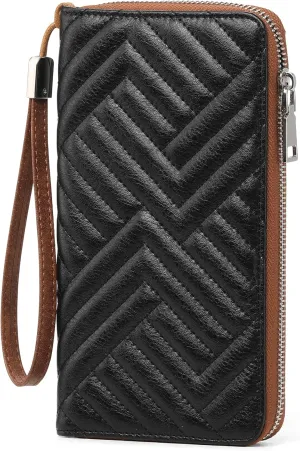 GOIACII Womens Wallet RFID Blocking Leather Large Capacity Long Purse Card Clutch Wristlet