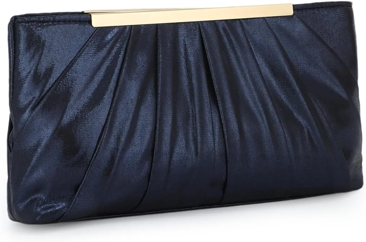 GOKTOW Nude Clutch Purses,Pleated Satin Evening Bags for Women Bridal Wedding Formal