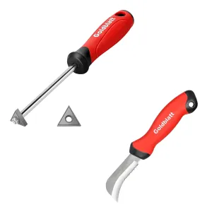 Goldblatt Linoleum Knife - Stainless Steel Roofing & Flooring Knife & Goldblatt Grout Removal Tool with Replacement Carbide Tip