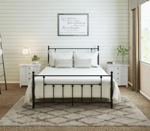 Golden Gate Beds Victorian Style Metal Platform Bed Frame with Antique Wrought Iron-Art Headboard and Footboard, Classic Cama Steel Mattress Foundation, No Box Spring Needed, California King, Black