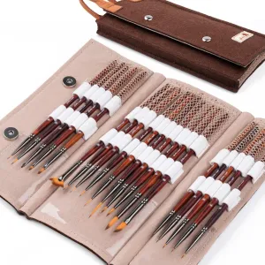 Golden Maple Fine Miniature Paint Brushes – Professional Micro Detail Brush Set for Models, Tabletop Gaming & Fine Art – Portable Travel Case, Acrylic/Watercolor/Oil