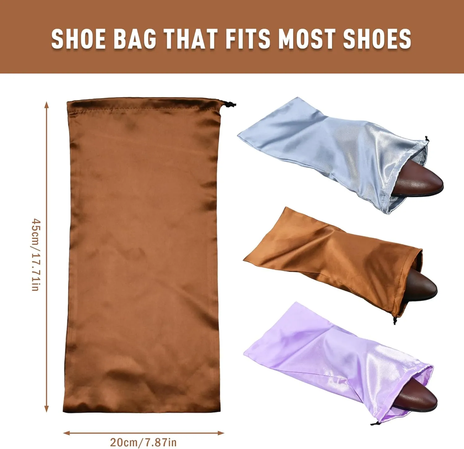GONGKANGYUAN 10 Pack Shoe Bags for Travel Satin Fabric Shoe Bag with Drawstring for Men Women Travel Protecting Storing Shoes (Violets)