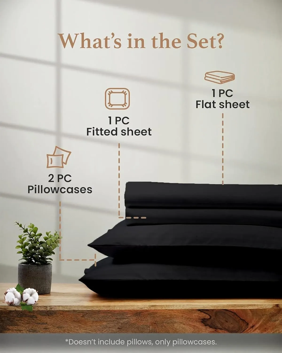 Good Sleep Bedding Sheets Queen Size Bed Set - 1000 Thread Count Egyptian Cotton Sheets, 4 Pc Bed Sheets Queen Size, Luxury Sateen Weave, Queen Sheets Deep Pocket 16" - Black Sheets Queen Size