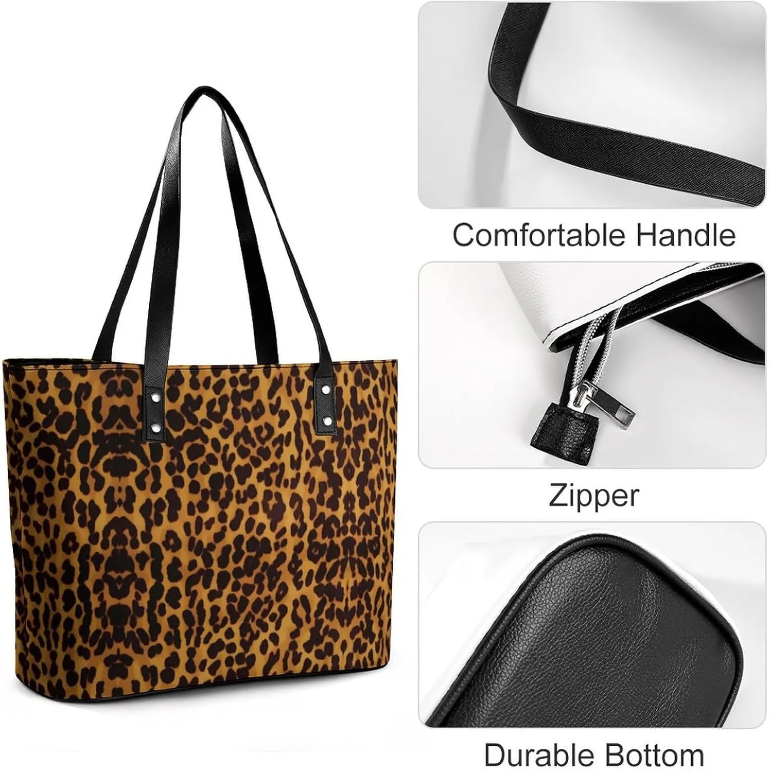 Gray Leather Bag Purse Handbag for Women Top Handle Satchel Shoulder with Zipper Tote Bags Large