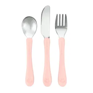 Green Sprouts® Stainless Steel & Sprout Ware® Kids' Cutlery, 12mo , Plant-Plastic, Dishwasher Safe, Ergonomic, Tested for Hormones - Light Grapefruit