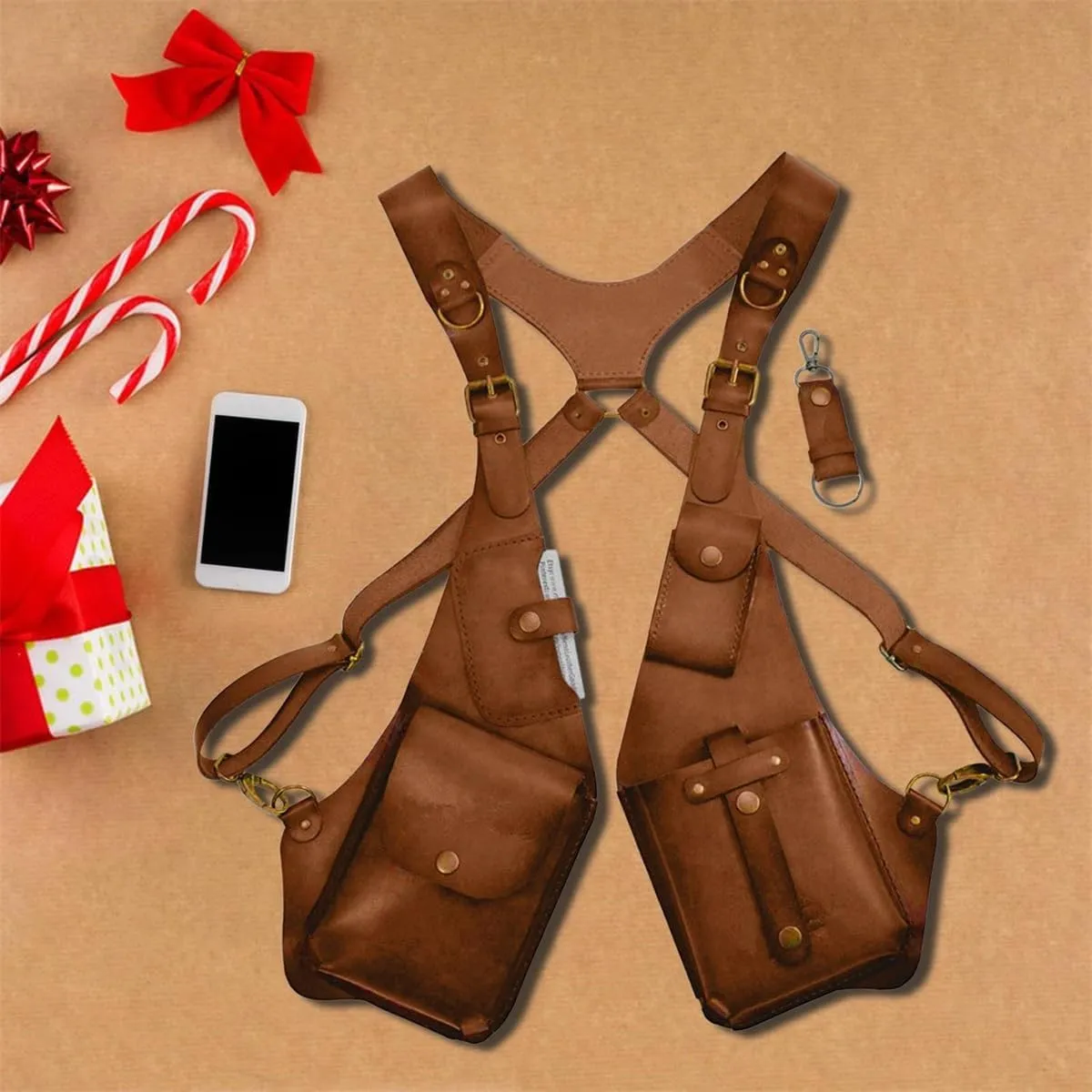 GRYPIT Leather Anti-Theft Harness, Anti-Theft Harness, Underarm Double Shoulder Bag for Men Hidden Anti-Theft Wallets