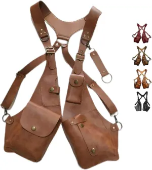 GRYPIT Leather Anti-Theft Harness, Anti-Theft Harness, Underarm Double Shoulder Bag for Men Hidden Anti-Theft Wallets