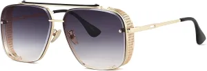 Gtand Fashion Oversized Square Aviator Gradient Sunglasses For Men Vintage Metal Side Shield Steampunk Sun Glasses 64mm