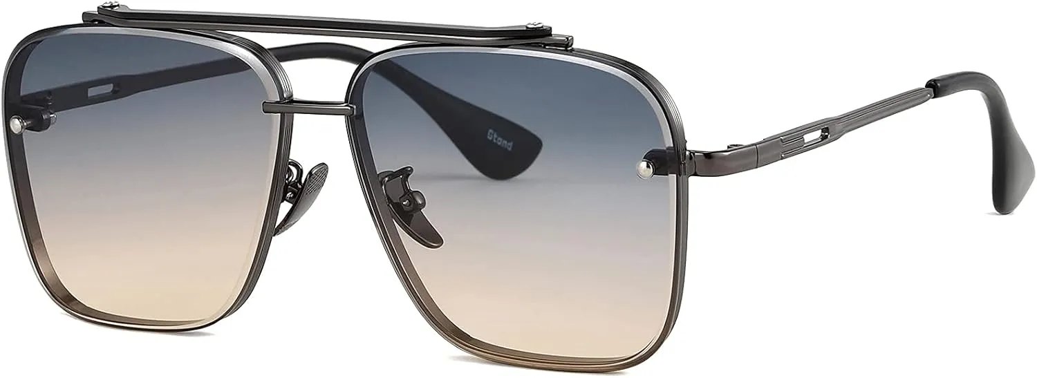 Gtand Fashion Trendy Square Aviator Gradient Sunglasses For Women Men Vintage Metal Sun Glasses