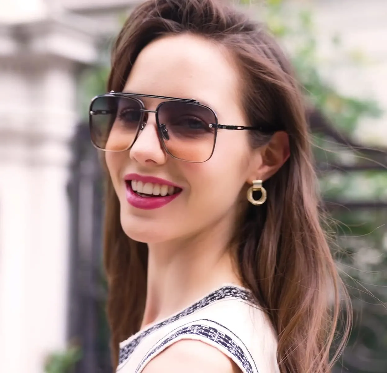 Gtand Fashion Trendy Square Aviator Gradient Sunglasses For Women Men Vintage Metal Sun Glasses