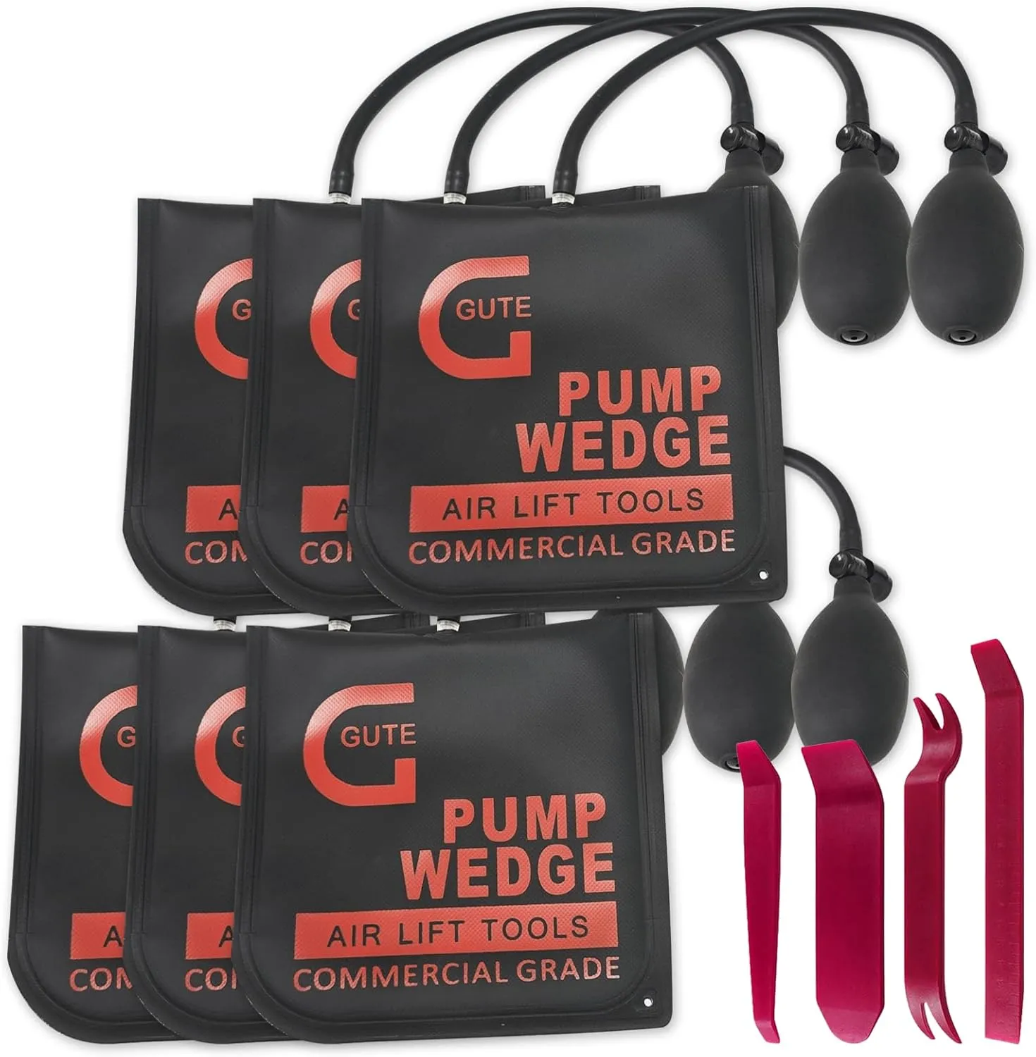 Gute Air Wedge Bag Pump, Strong Commercial Grade Air Wedge Bag Pump Professional Leveling Kit & Alignment Tool Bag in the Popular Medium Size (6 Pack)