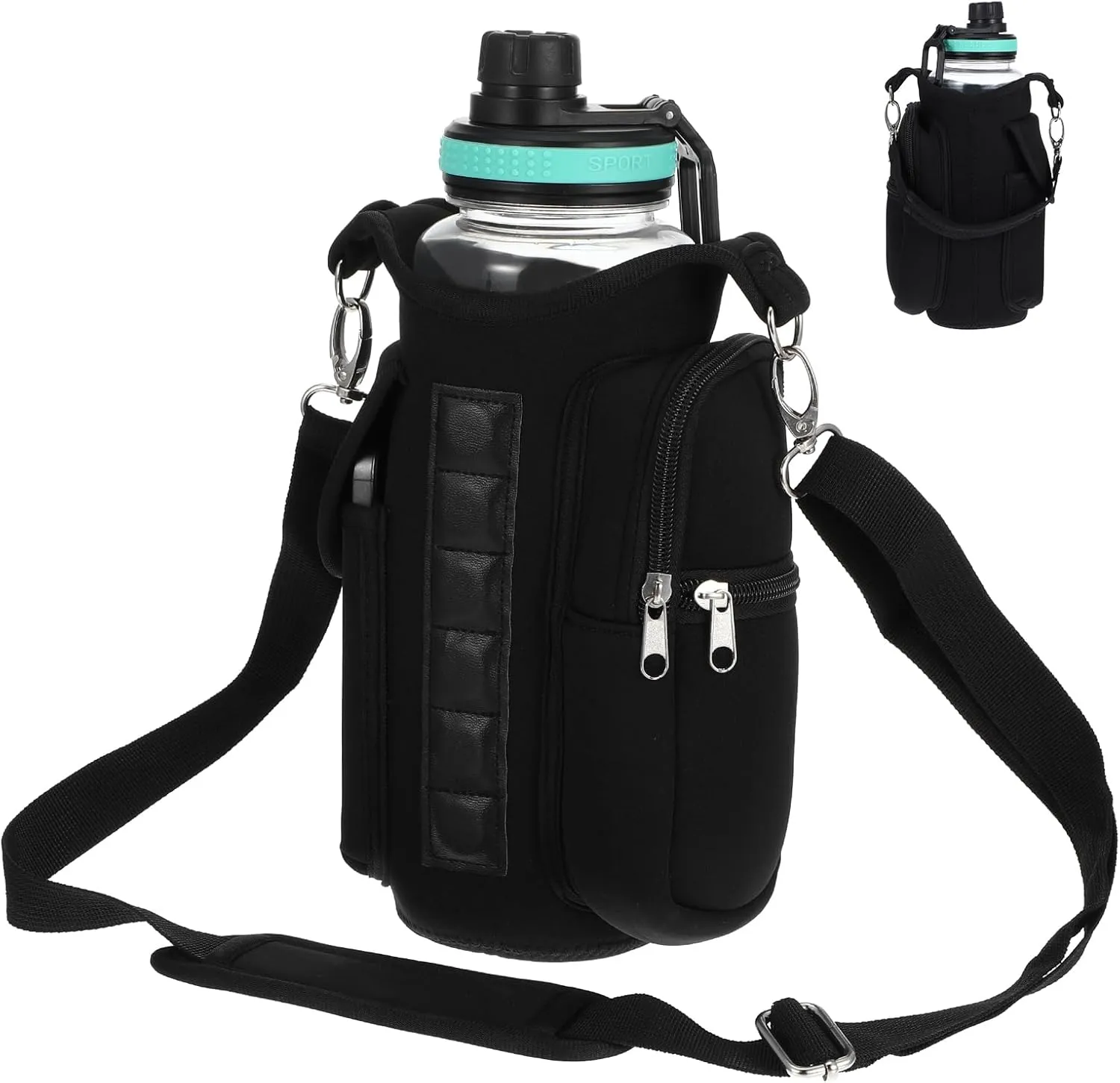 Gym Magnetic Bag Water Bottle Holder Gym Bottle Carrier Bag with Phone Pockets & Handle Shoulder Strap Gym Accessories Organizer for Men Women,5 Built-in Magnets Gym Bag Pouch Sleeve