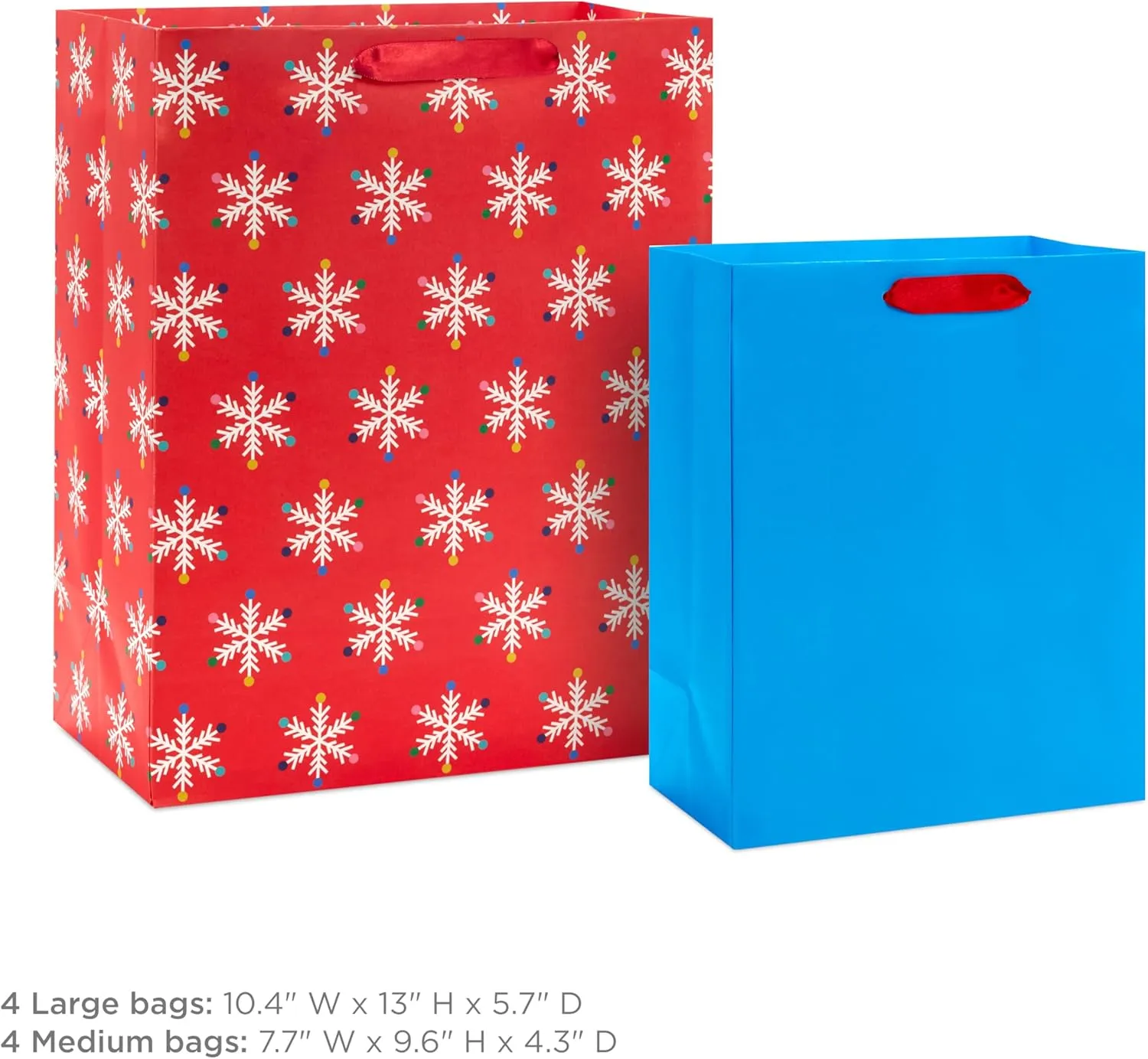 Hallmark Holiday Gift Bag Assortment (8 Bags: 4 Medium 9", 4 Large 13")