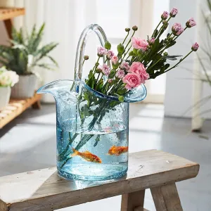 Handbag vase Purse vase, Glass Bag vase, Flower Display Container 31.5CM*19 * 23CM(12inch) Purse Vase Fish Bowl Vase with Handles Small Fish Tank for Home Living Room Decor