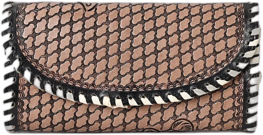Handmade Western Leather Wallets for Women | Tooled Long Bifold Credit Card Holder, Slim Cell Phone Case, Large Capacity Clutch Purse & Handbag