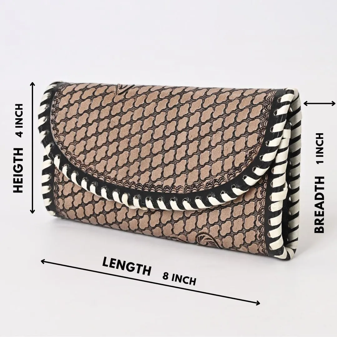 Handmade Western Leather Wallets for Women | Tooled Long Bifold Credit Card Holder, Slim Cell Phone Case, Large Capacity Clutch Purse & Handbag