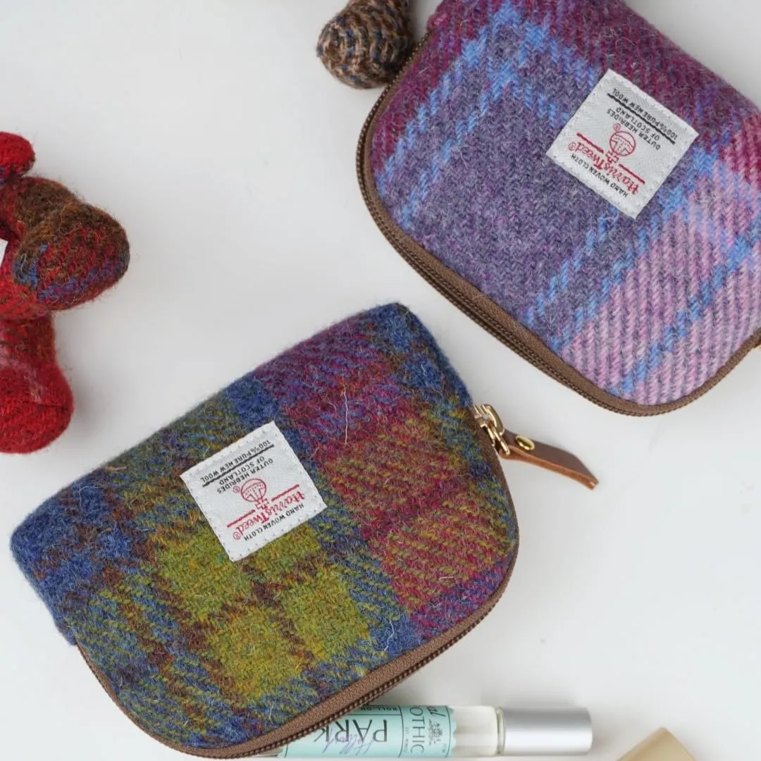 Harris Tweed Mini Travel Makeup Carrying Case Cosmetic Bag Portable Electronics Accessories Organizer Coin Purse (No.2163)