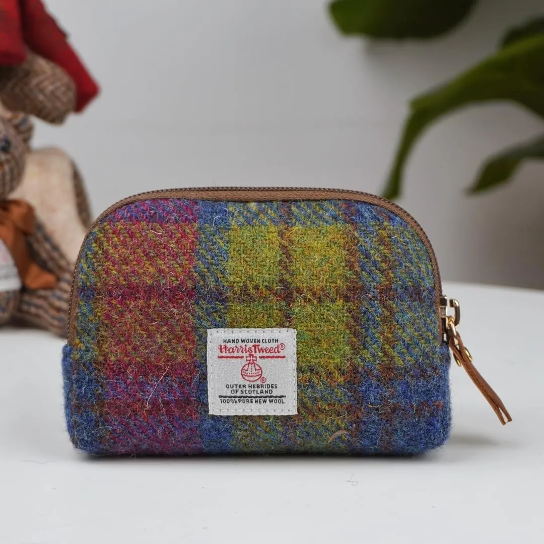 Harris Tweed Mini Travel Makeup Carrying Case Cosmetic Bag Portable Electronics Accessories Organizer Coin Purse (No.2163)