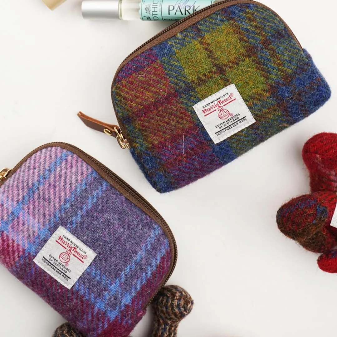 Harris Tweed Mini Travel Makeup Carrying Case Cosmetic Bag Portable Electronics Accessories Organizer Coin Purse (No.2163)