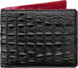 HATA Men Leather Wallet Croc RFID Blocking Front Pocket AIIigator Handmade Gift For Birthday Wedding Anniversary Father's Day